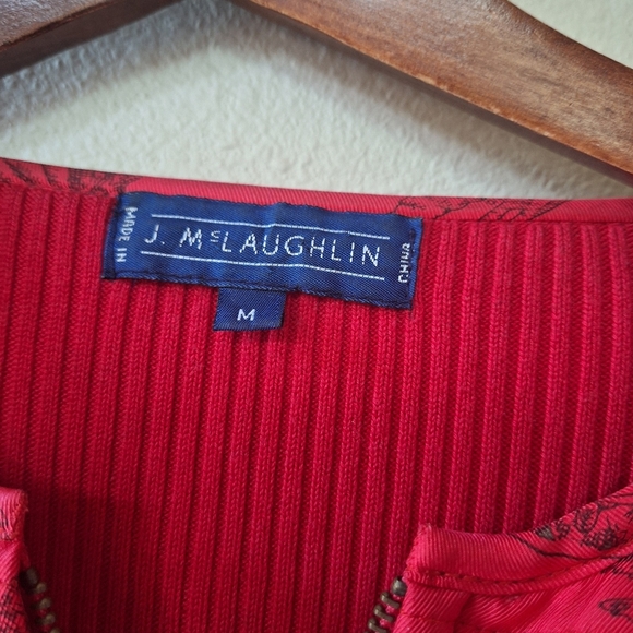 J. McLaughlin Womens Red Quilted Front Silk Full Zip Sweater/Jacket Size M - Picture 2 of 6
